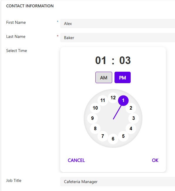 TimePicker Control