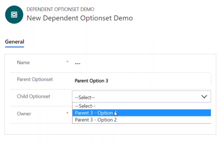 Dependent Optionset