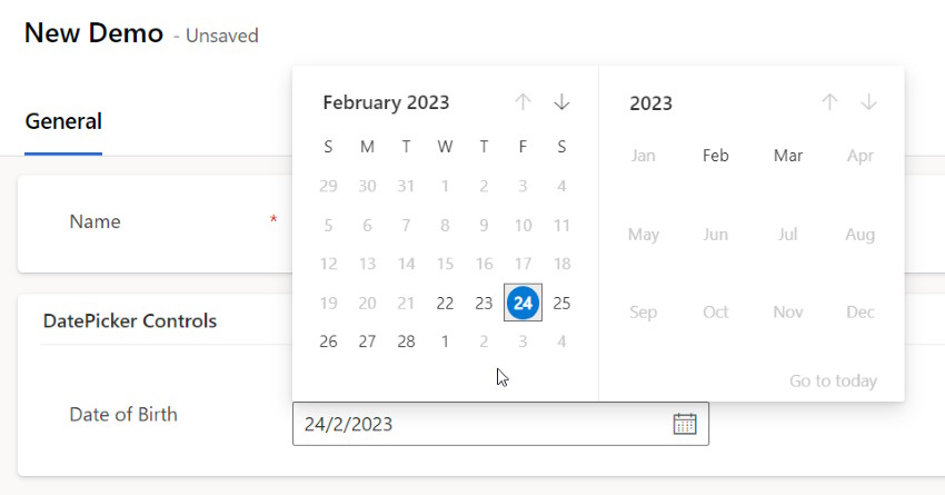 Fluent UI Date Picker