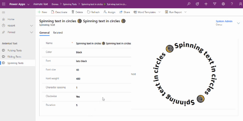Spinning Text